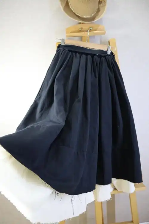 32176加厚松紧腰双层粗布篷篷裙关身裙裙子山本风日系女装冬新款