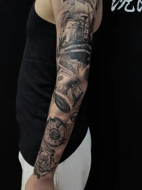 欧美写实花臂_纹身图案手稿图片_冯迎春的纹身作品集