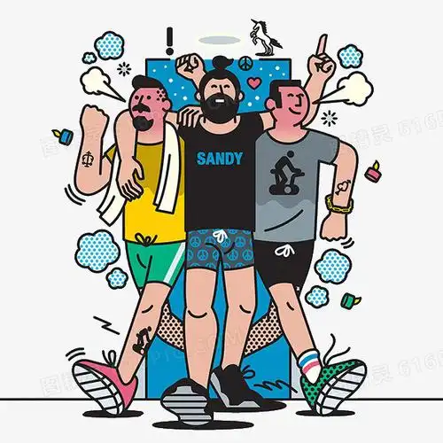 暗黑系嘻哈潮流潮牌卡通q版插画图精灵为您提供三个好兄弟免费下载,本