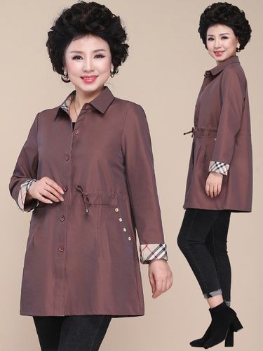 妈妈春装风衣外套洋气50岁60中老年女装宽松春秋中年新款长袖上衣