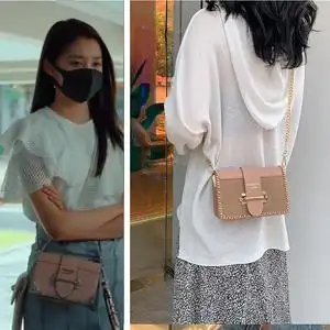 关晓彤二十不惑同款包包梁爽粉色斜挎包链条包小方包20不惑同款包