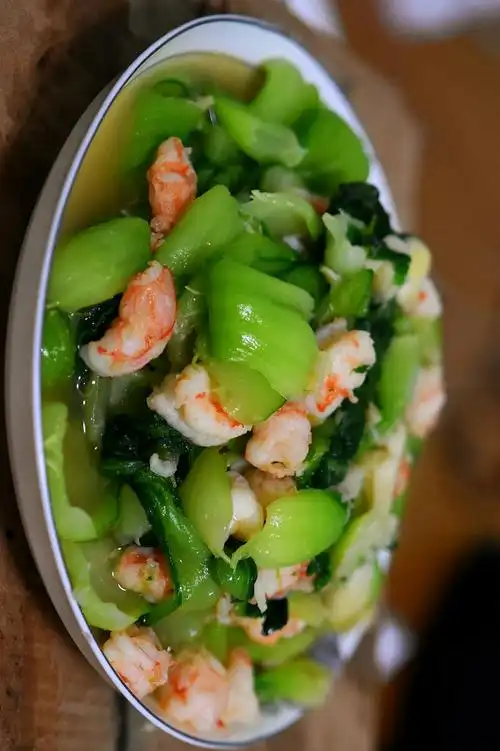 虾仁扒油菜