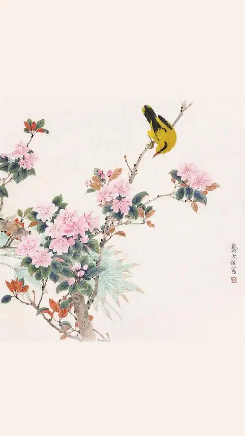 手绘国风花鸟唯美高清手机壁纸