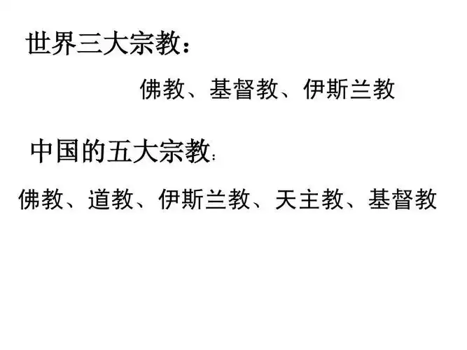 好课件ppt 世界三大宗教: 佛教,基督教,伊斯兰教 中国的五大宗教