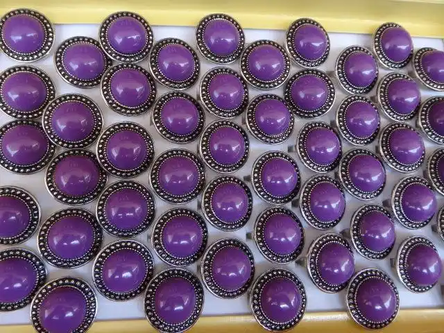 圆形紫色琉璃复古女式戒指 新款韩版时尚精美戒指批发 边缘雕花