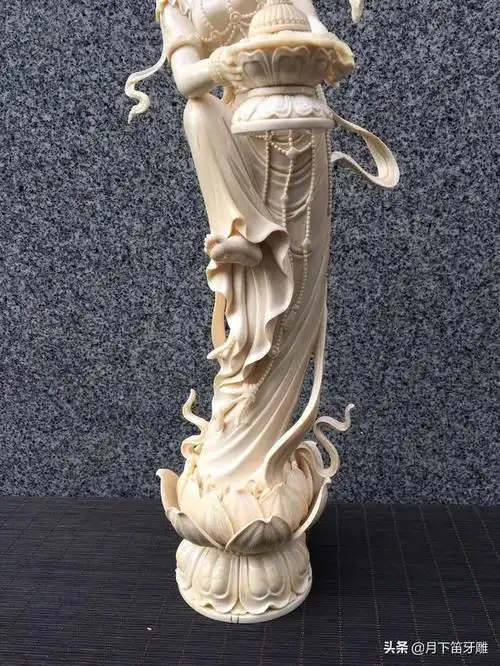 惊艳力作牙雕工艺猛犸象牙大师手工雕刻宝莲灯收藏品赏摆