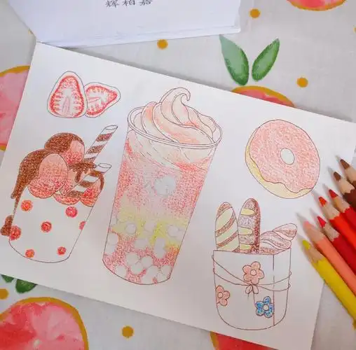 甜品奶茶彩铅手账教程,简单易学!