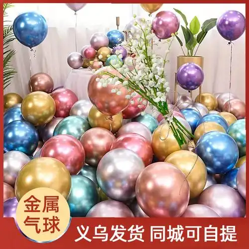 跨境5寸10寸12寸18寸金属气球婚房布置生日派对圆型乳胶气球批发