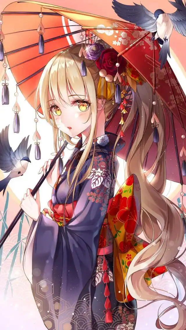 高清手机壁纸分享,穿和服的动漫角色自带异域风情,美感跃然纸上