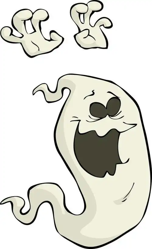 卡通幽灵,在白色背景矢量图上的鬼