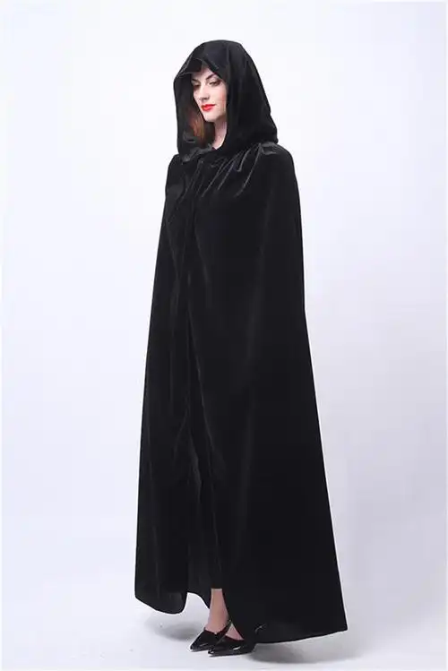 2019天鹅绒薄款黑色万圣节披风斗篷新娘披肩工厂来图定制