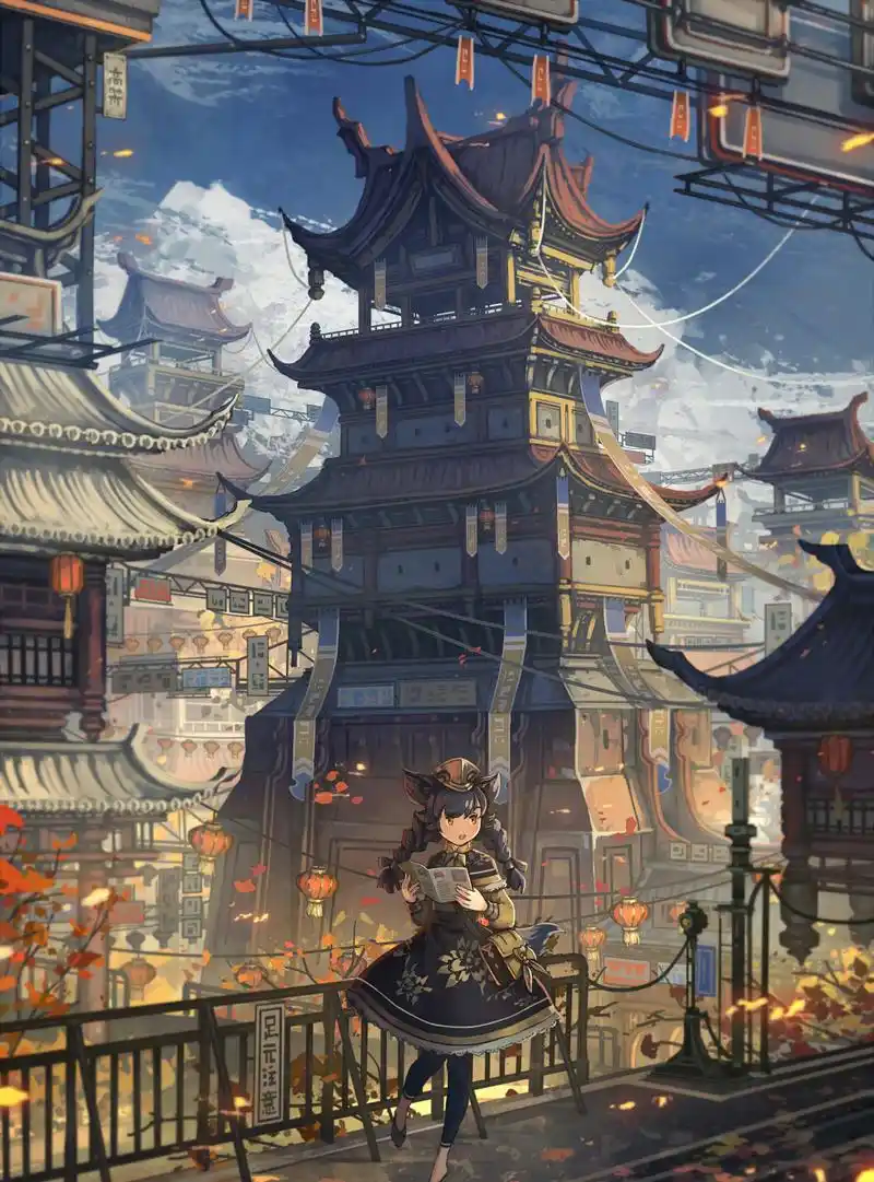 日本画师笔下的中式建筑插画