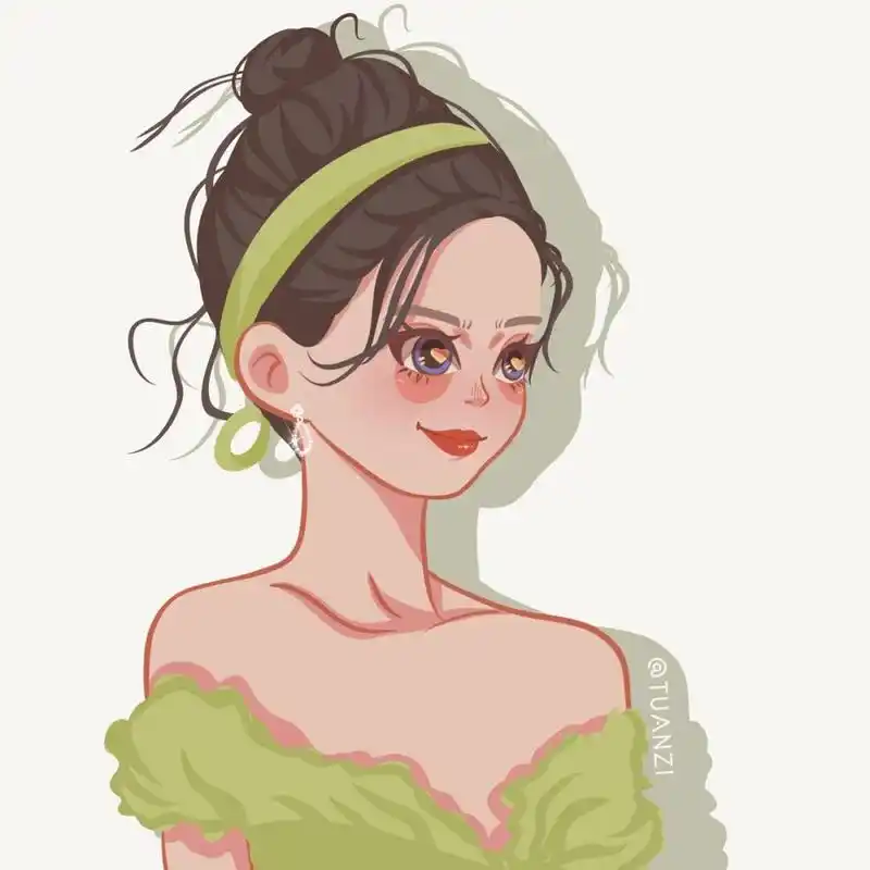 angelababy# #手绘头像# #卡通头像# #礼服# #angelababy绿野腺踪