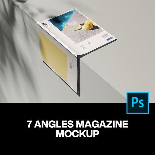 7款文艺光影杂志画册封面内页设计作品贴图ps样机素材展示效果