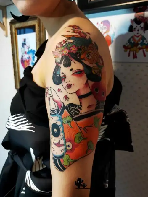 原创纹身图案设计(纹身气质女)日系风