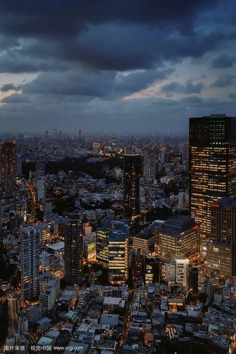 日本东京黄昏的城市风光