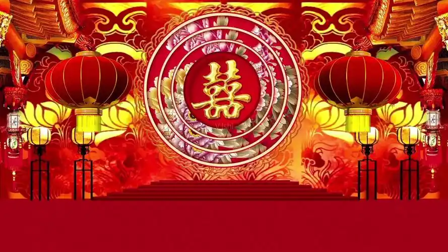 双喜中国风红色主题婚庆大舞台