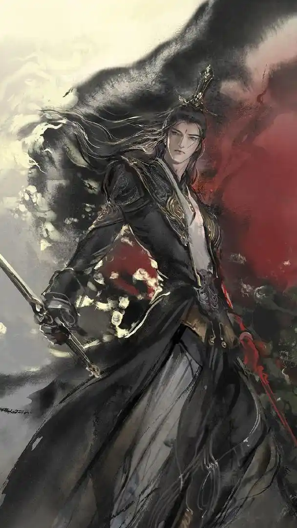 古风插画,黑白灰的运用恰到好处,精准展现出武侠世界的大气恢宏