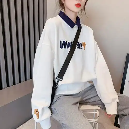 polo领卫衣女大码女装外套上衣设计感小众韩版宽松春季2021年新款