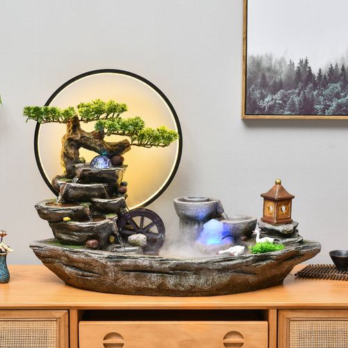 流水喷泉摆件风水轮客厅店铺桌面假山盆景小鱼池日式景观开业礼品