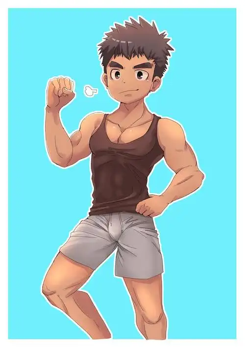 黑色背心少年肌肉