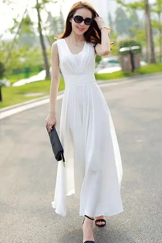 韩版修身气质雪纺长裙