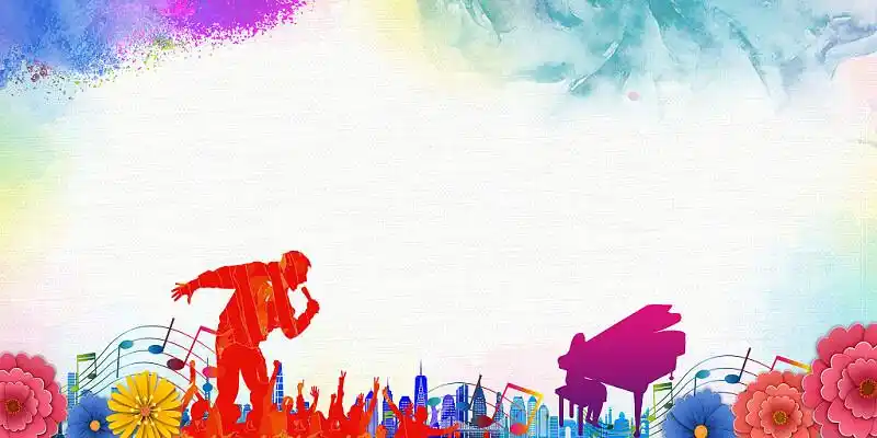 素材乐队演唱会观众狂欢卡通手绘青年节乐队表演原创插画海报乐队在