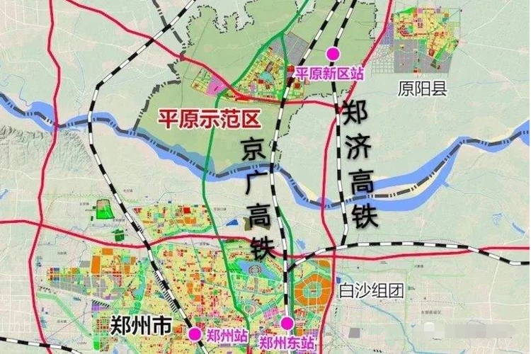 新乡高速黄河大桥,经平原示范区,亢村镇与规划新焦城际铁路获嘉南站交