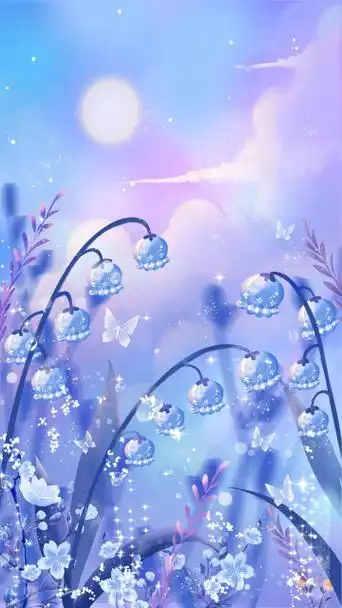 蓝色唯美铃兰花朵唯美风景背景手机壁纸