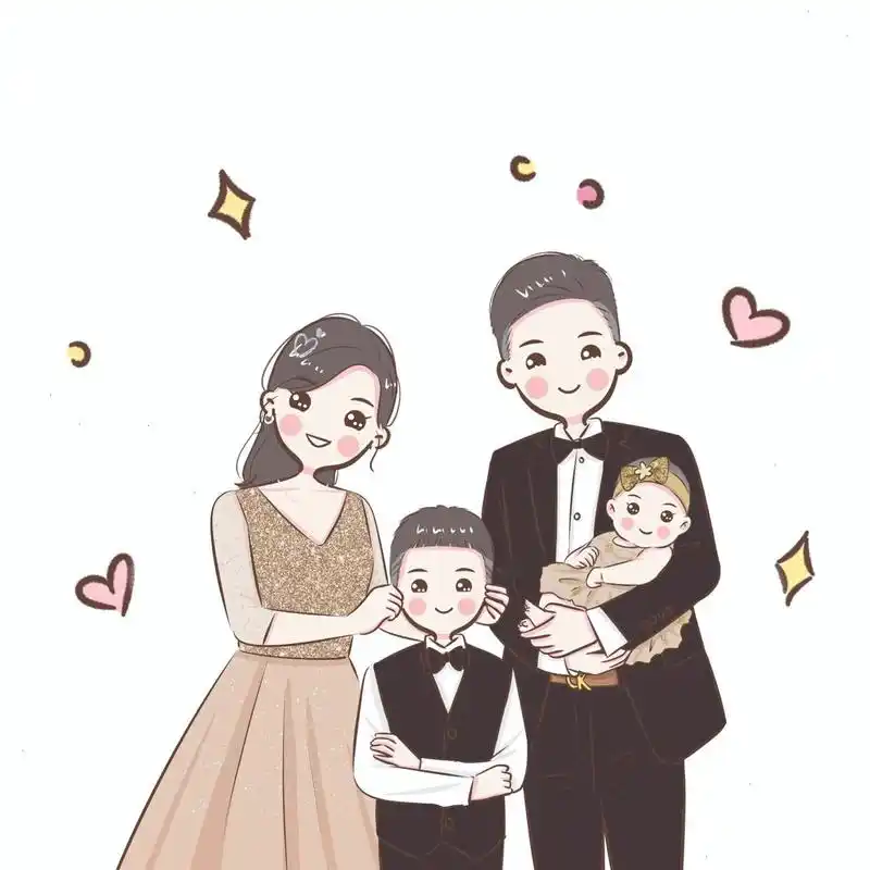 简笔画头像 | 幸福的一家四口 客稿勿用!     暖春樱花季