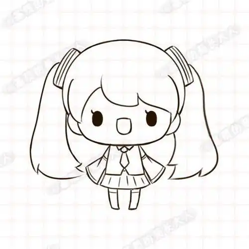 卡通画人物可爱公主卡通简笔画简笔画大全初音简笔画q版铅笔稿人物简
