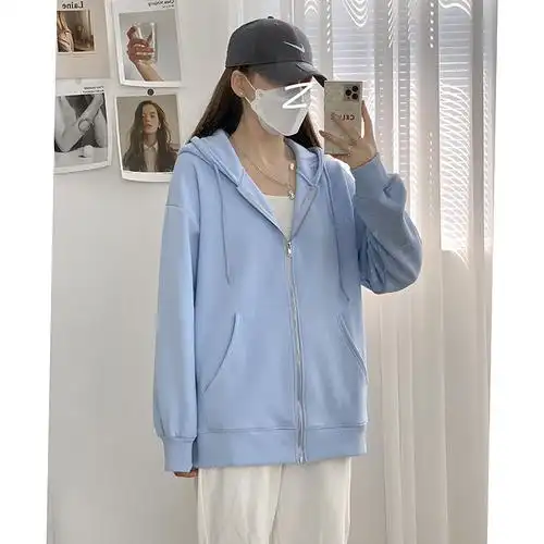 杏色卫衣女加绒韩版宽松百搭搭连外套2021新款卫衣