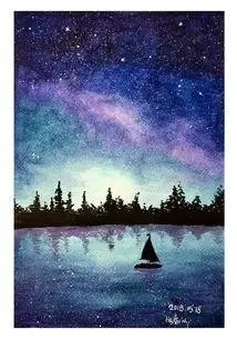 各种星空,水彩是不是最适合画星空的颜料