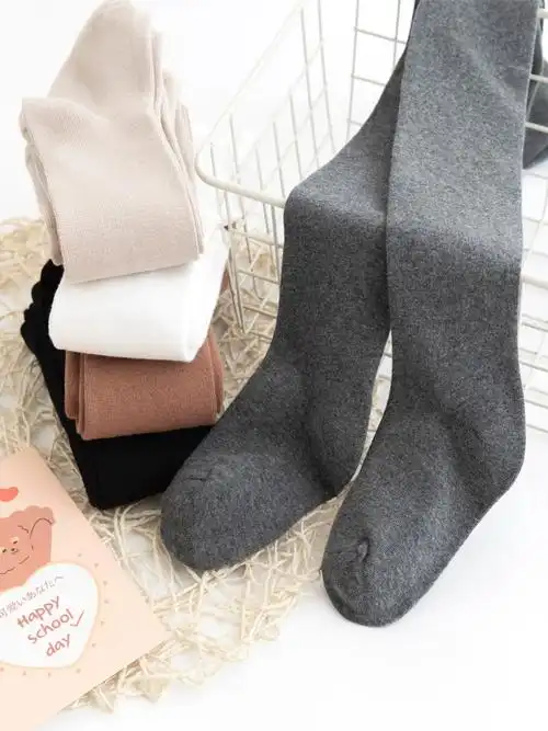 2024新款春秋儿童连裤袜女童精梳棉裤袜流行美拉德色系女童袜子潮