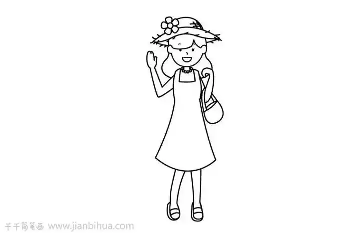 中年女人简笔画全身画