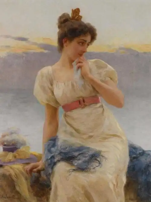 论古典油画精神的重要性世界名画古典油画里语笑嫣然的美女