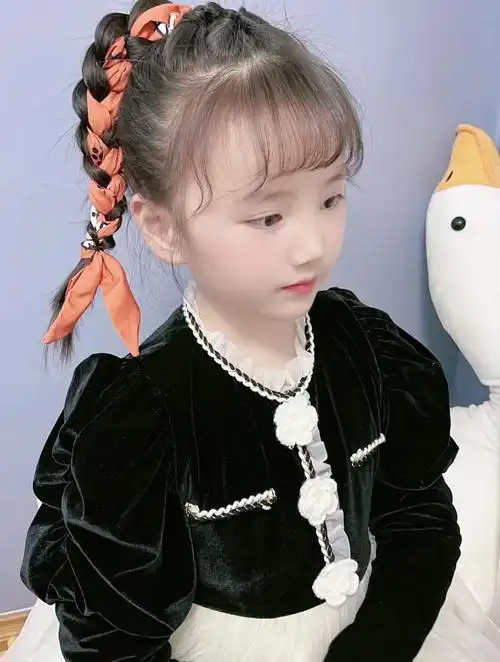 简单又好看的儿童丝带高马尾编发,活力满满,宝妈们快学起来吧!