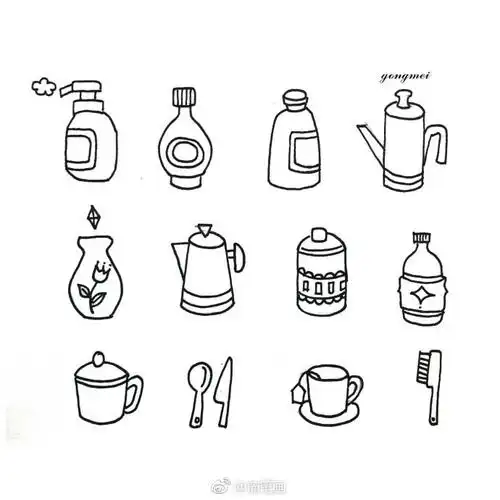 简笔画生活小物手帐素材(by: _千早小晚 )