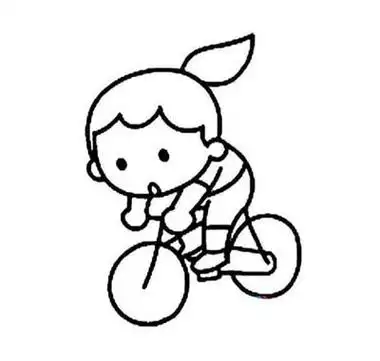 女孩骑自行车的简笔画骑自行车简笔画