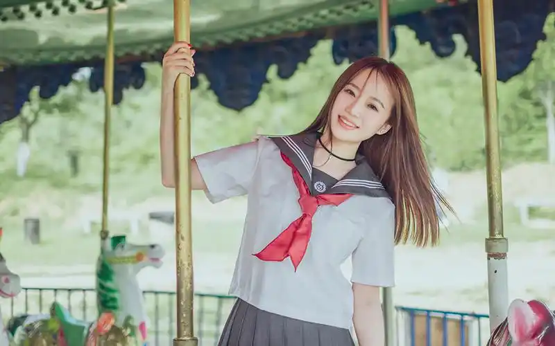 水手服少女小清新写真图片桌面壁纸