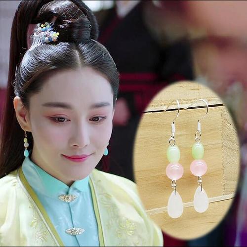 凤弈同款耳环张馨予汉服古风古装925银防过敏耳钩耳饰多色耳环女
