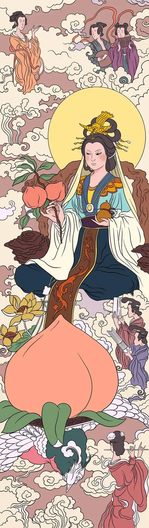 西王母蟠桃盛宴商用插画,酒包装设计惠州/插画师/2年前/389浏览宁可