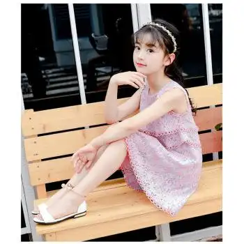 女童夏装2018新款连衣裙10公主裙韩版洋气11大童12岁13小女孩裙子 粉