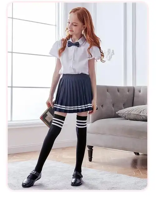 女童长筒袜儿童小学生礼服白袜中筒幼儿宝宝黑白校服袜足球长袜子