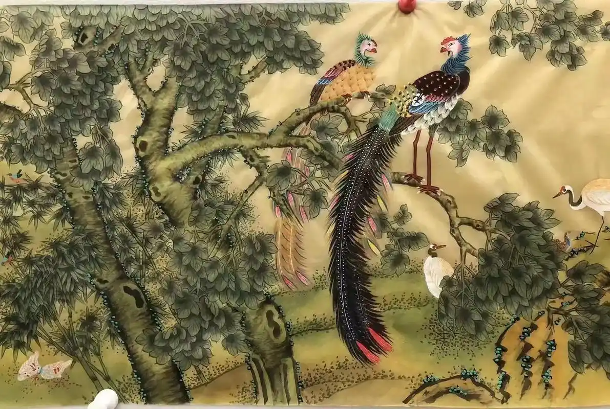 每日书画欣赏 百鸟朝凤图 - 抖音