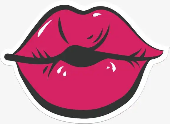 矢量图水彩玫红嘴唇