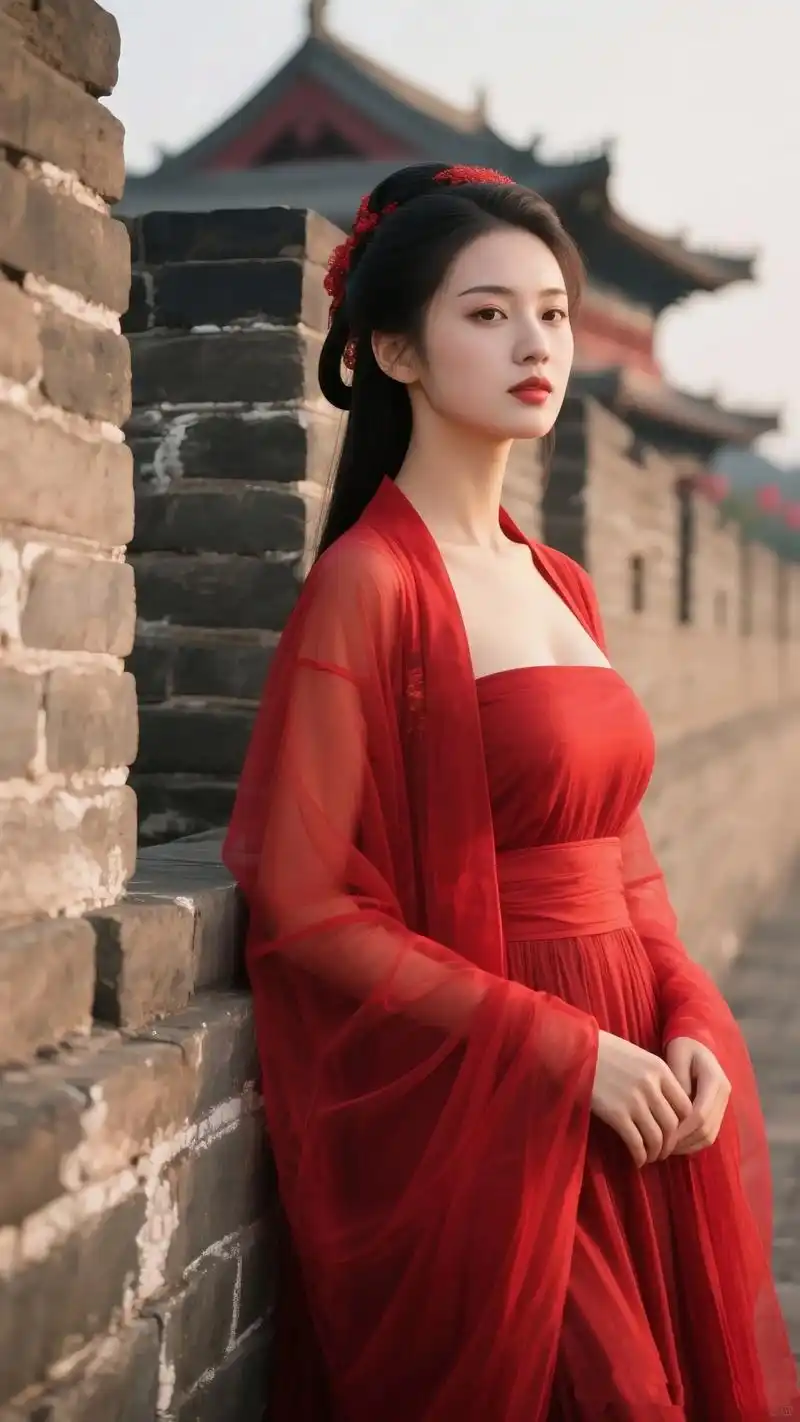 红色系中国风古装汉服带来的惊艳,与古老