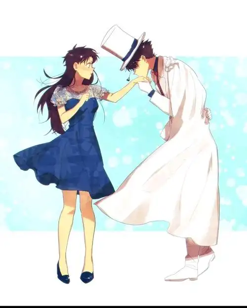 这一幅也是超甜cp,是我们的怪盗基德(黑羽快斗)和中森青子