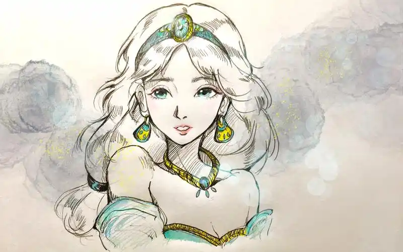 【手绘】新人up主第一次投稿,临摹阿拉丁茉莉公主