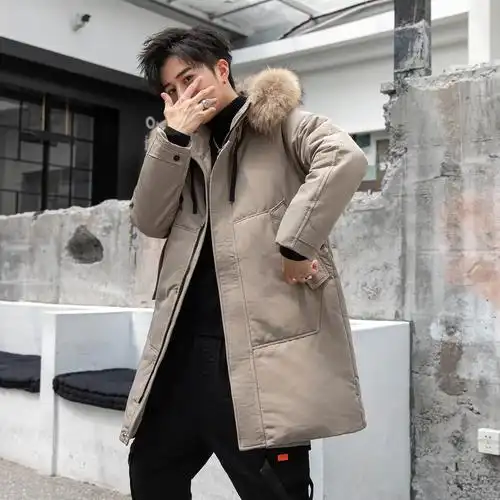 新款中长款羽绒服冬装外套男加厚白鸭绒ins潮流服xz1216-892-p240